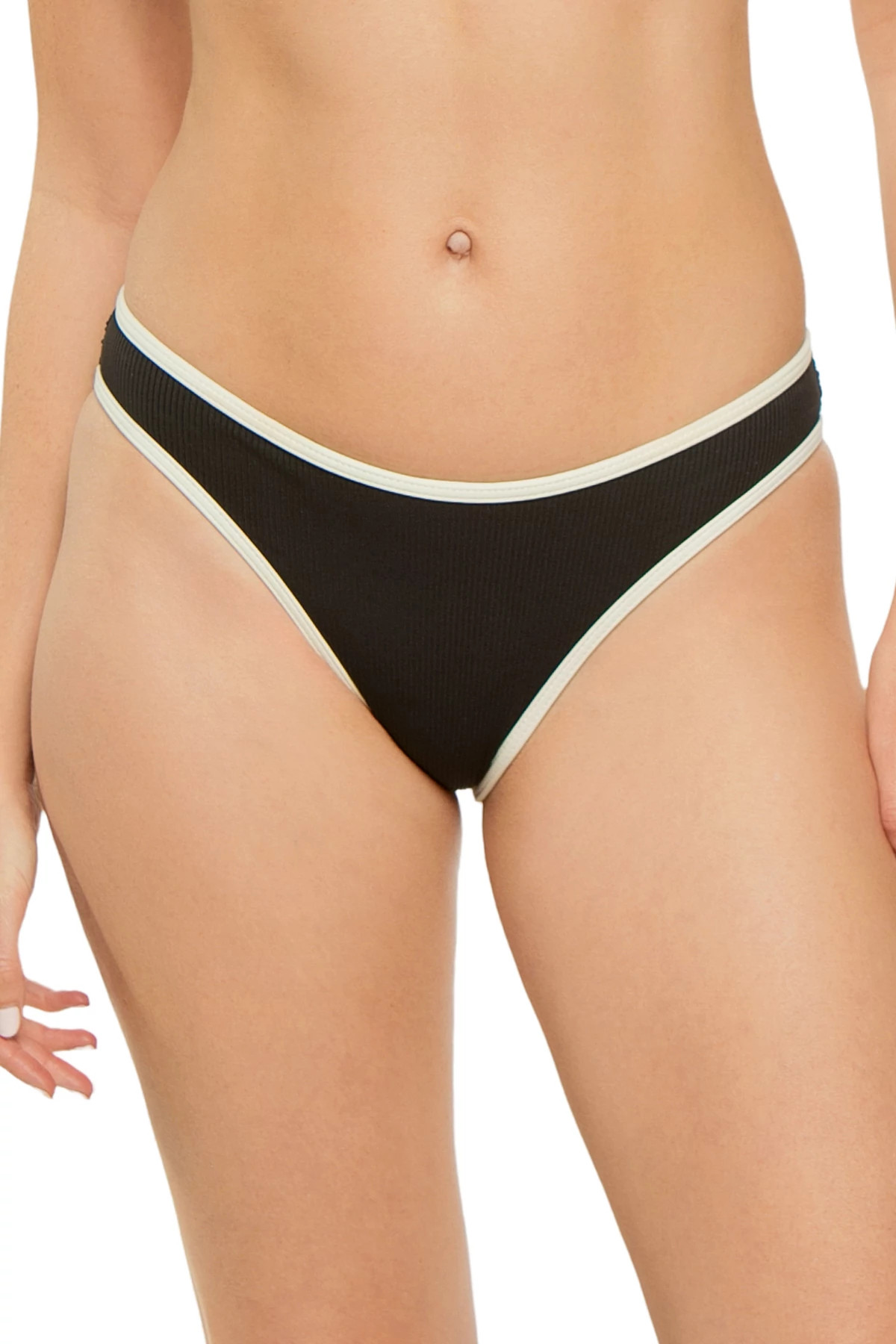 BLACK/CREAM Cayman Brazilian Bikini Bottom image number 1