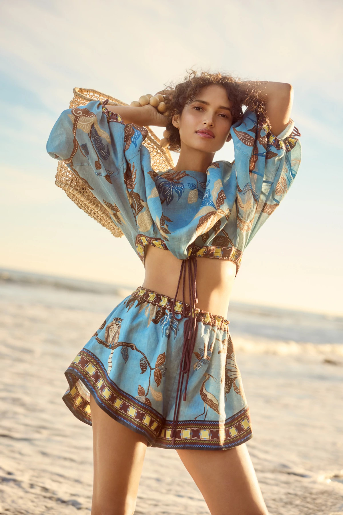 MULTI Georgia Linen Crop Top image number 3
