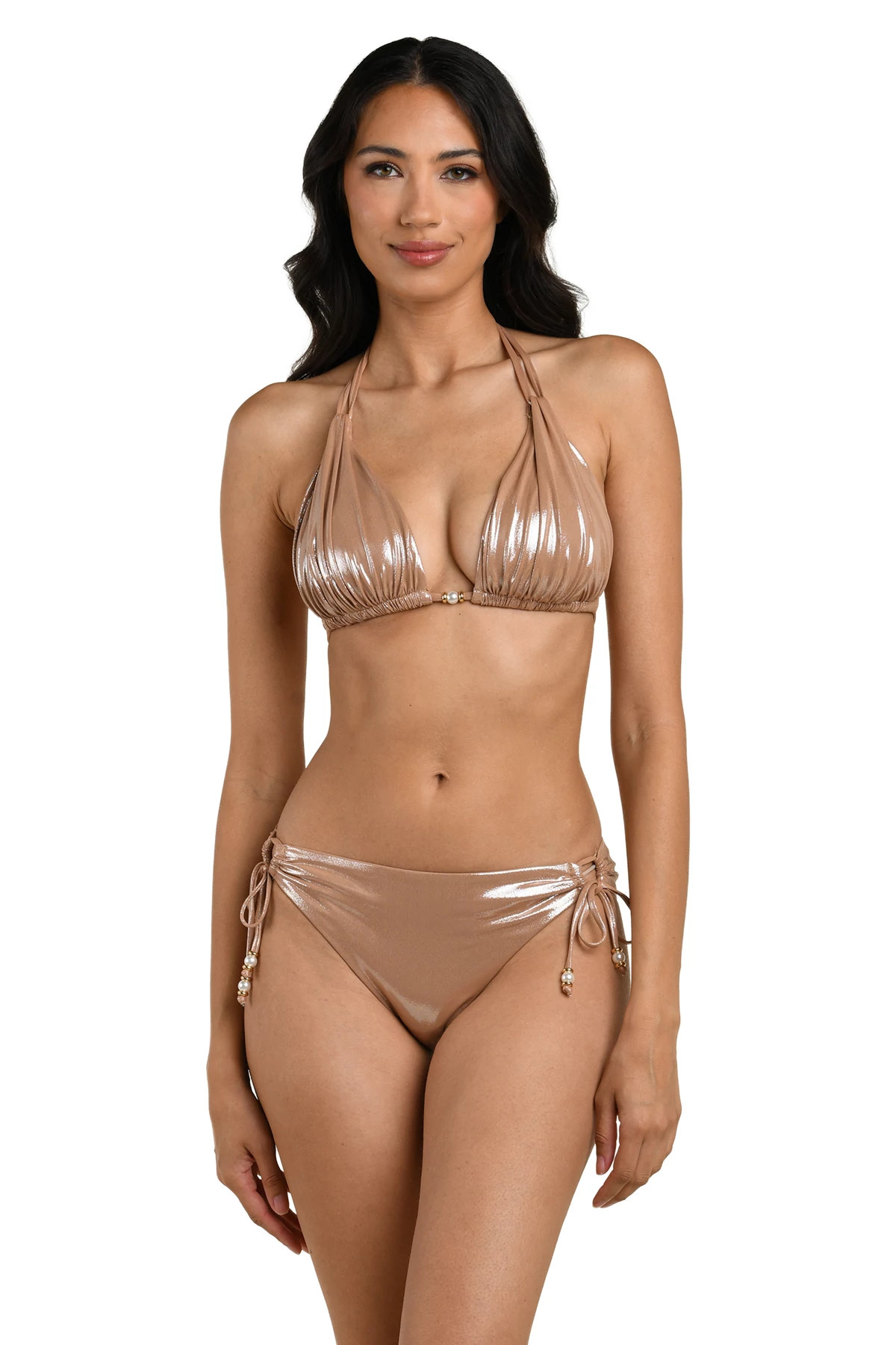 SAND Metallic Halter Bikini Top image number 1