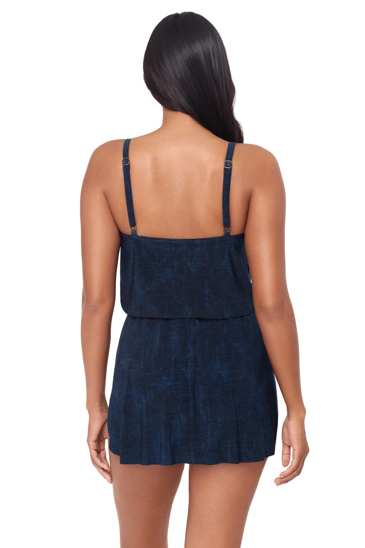DENIM BLUE Kami Tie Front One Piece Swim Romper image number 2