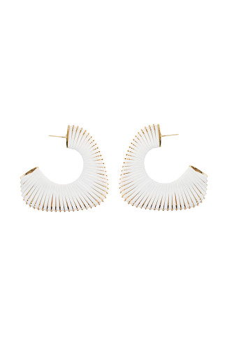 WHITE Faux Leather Wrapped Hoop Earrings