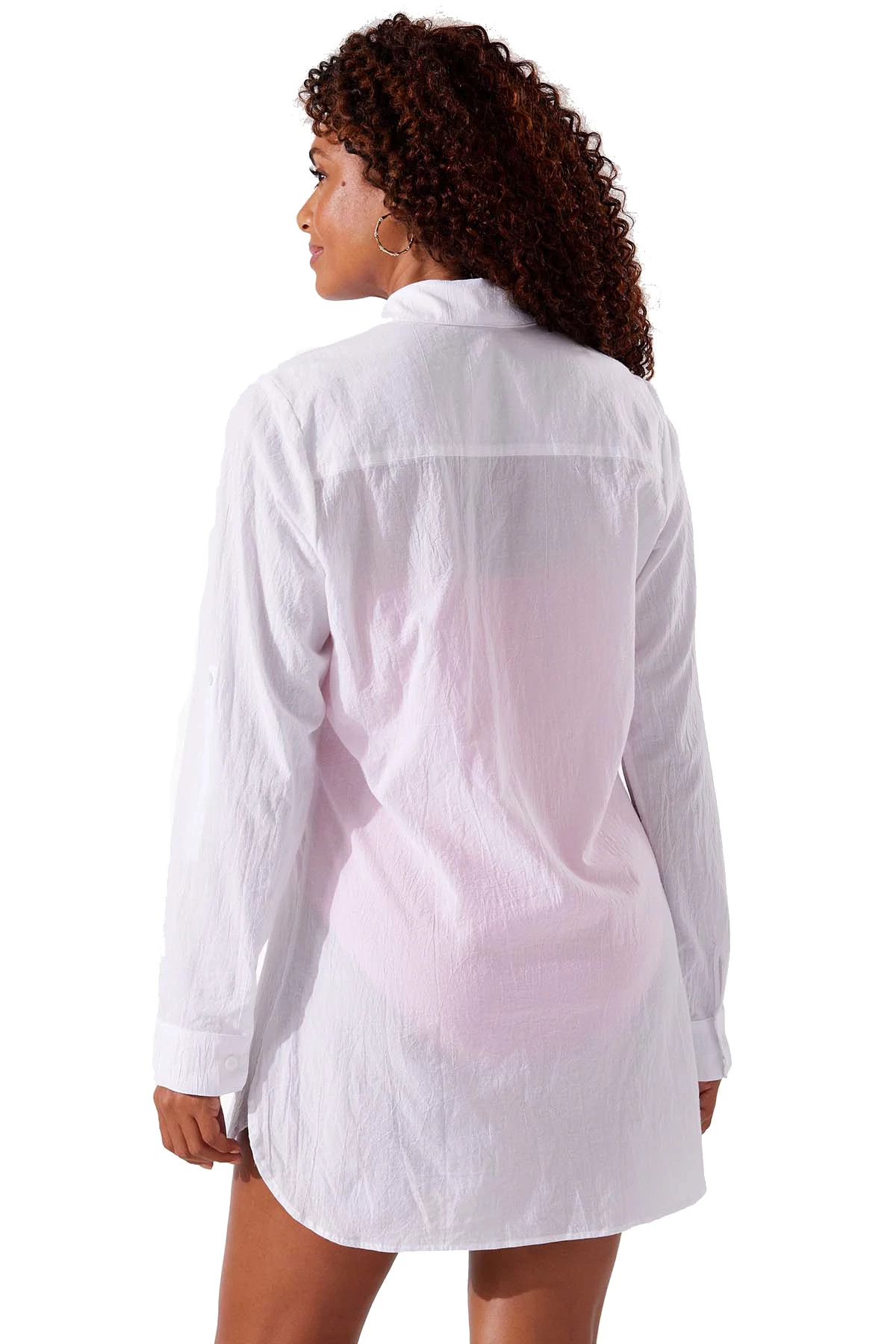 WHITE Button Up Shirt Dress image number 2