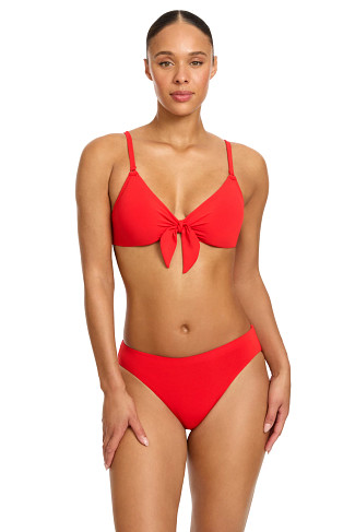 FIERY RED Bow Front Triangle Bikini Top