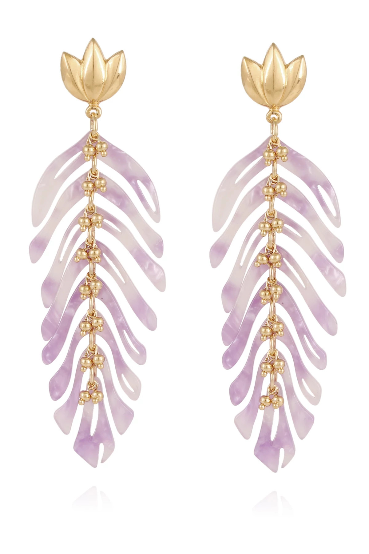 020 LAVENDER Cavallo Leaf Earrings image number 1