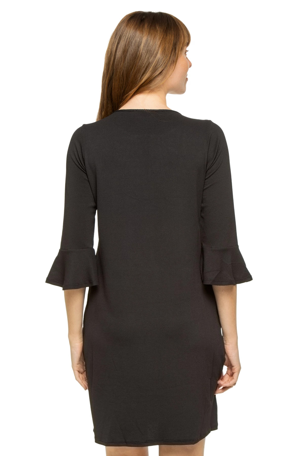 BLACK Flounce Sleeve Cover Up Dress image number 2