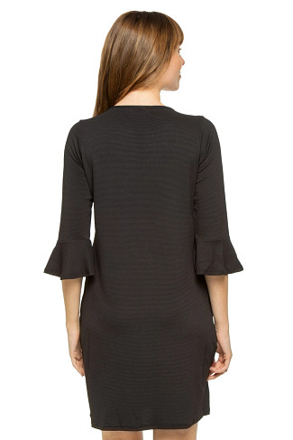 BLACK Flounce Sleeve Cover Up Dress