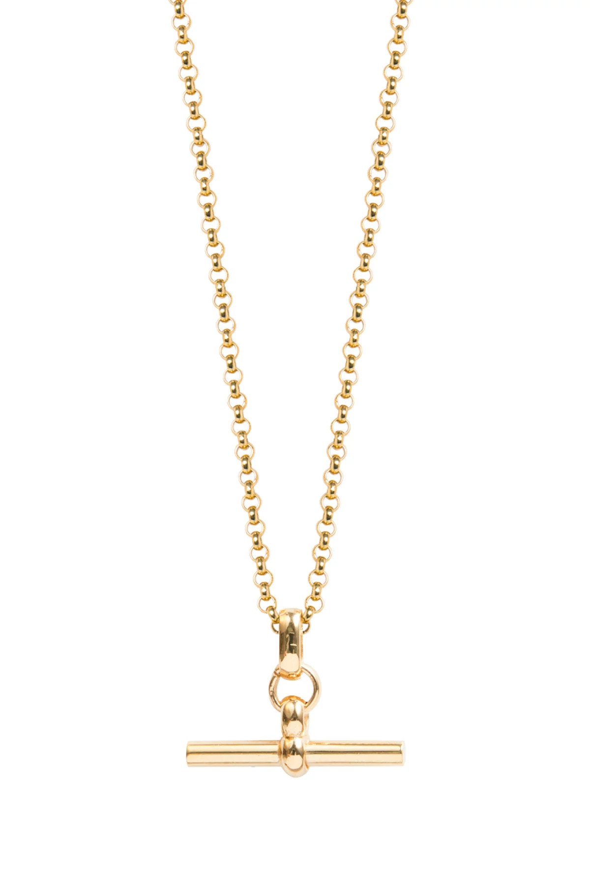 Edie Puffed Heart T Bar Necklace in Worn Gold - McClard's Gifts