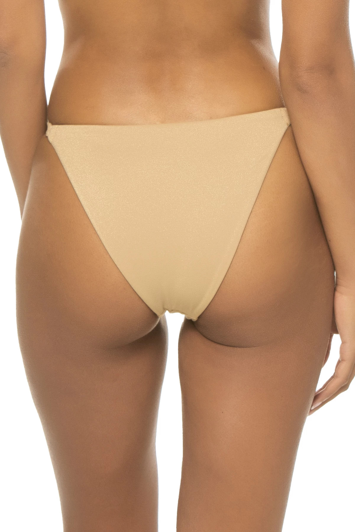 CHAMPAGNE Parker Shimmer Tab Side Brazilian Bikini Bottom image number 2