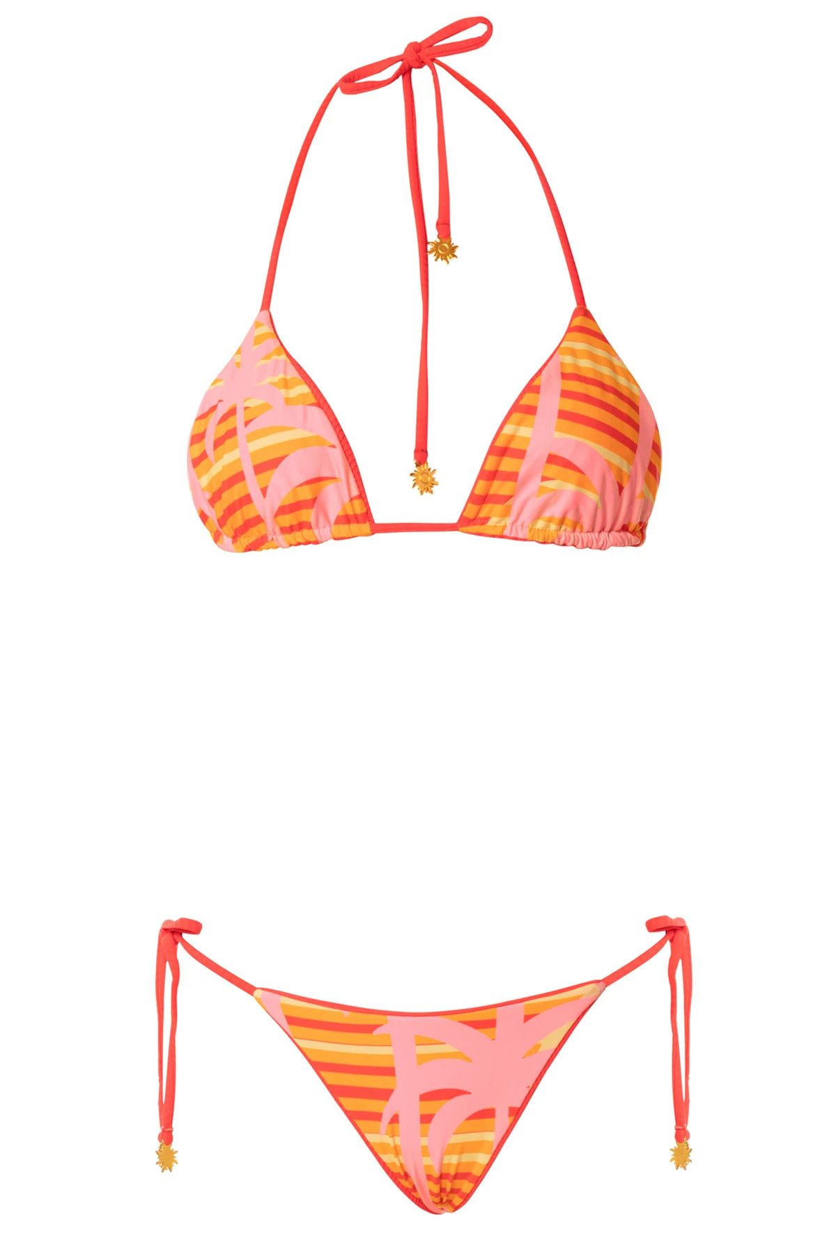 BRIGHT RED Embroidered Sun Reversible Bikini Top image number 2
