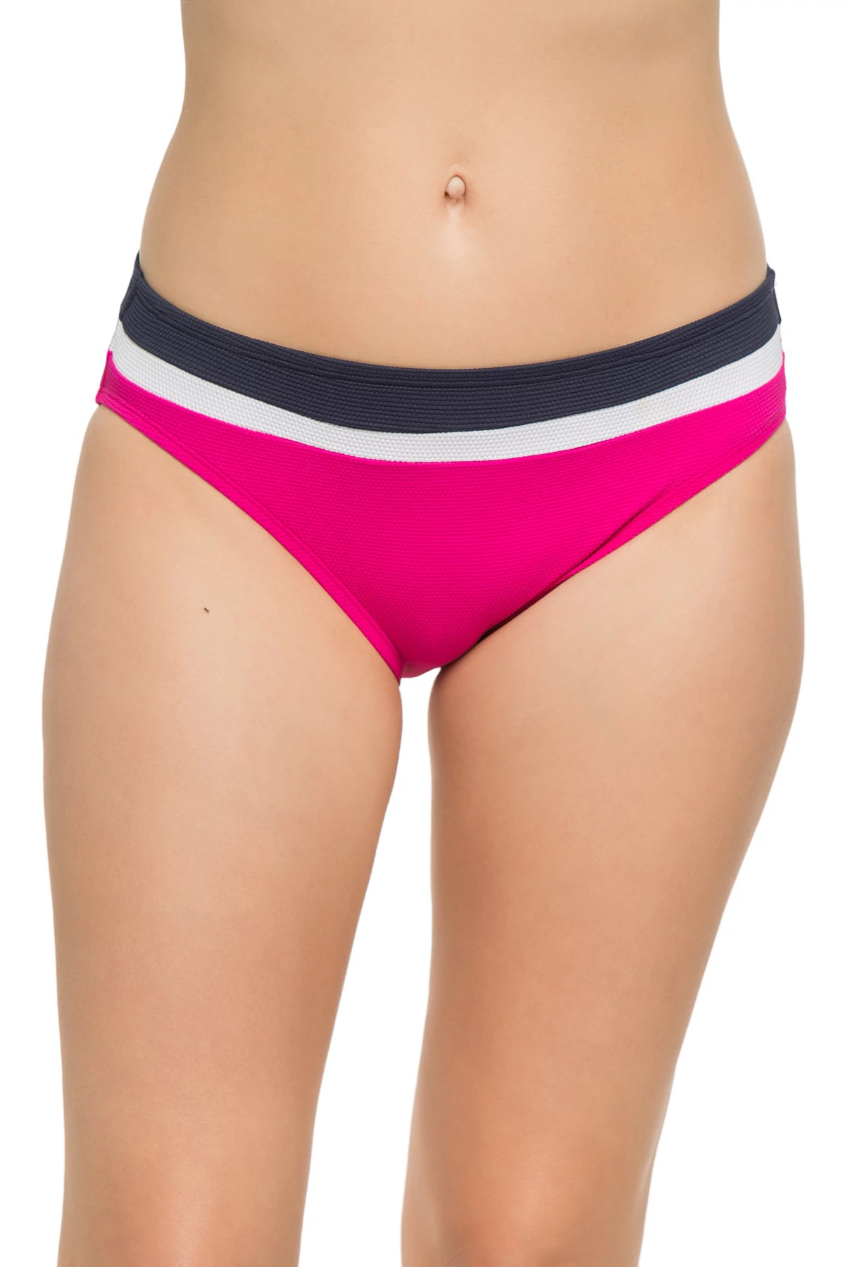 PINK MULTI Colorblock Banded Hipster Bikini Bottom image number 1