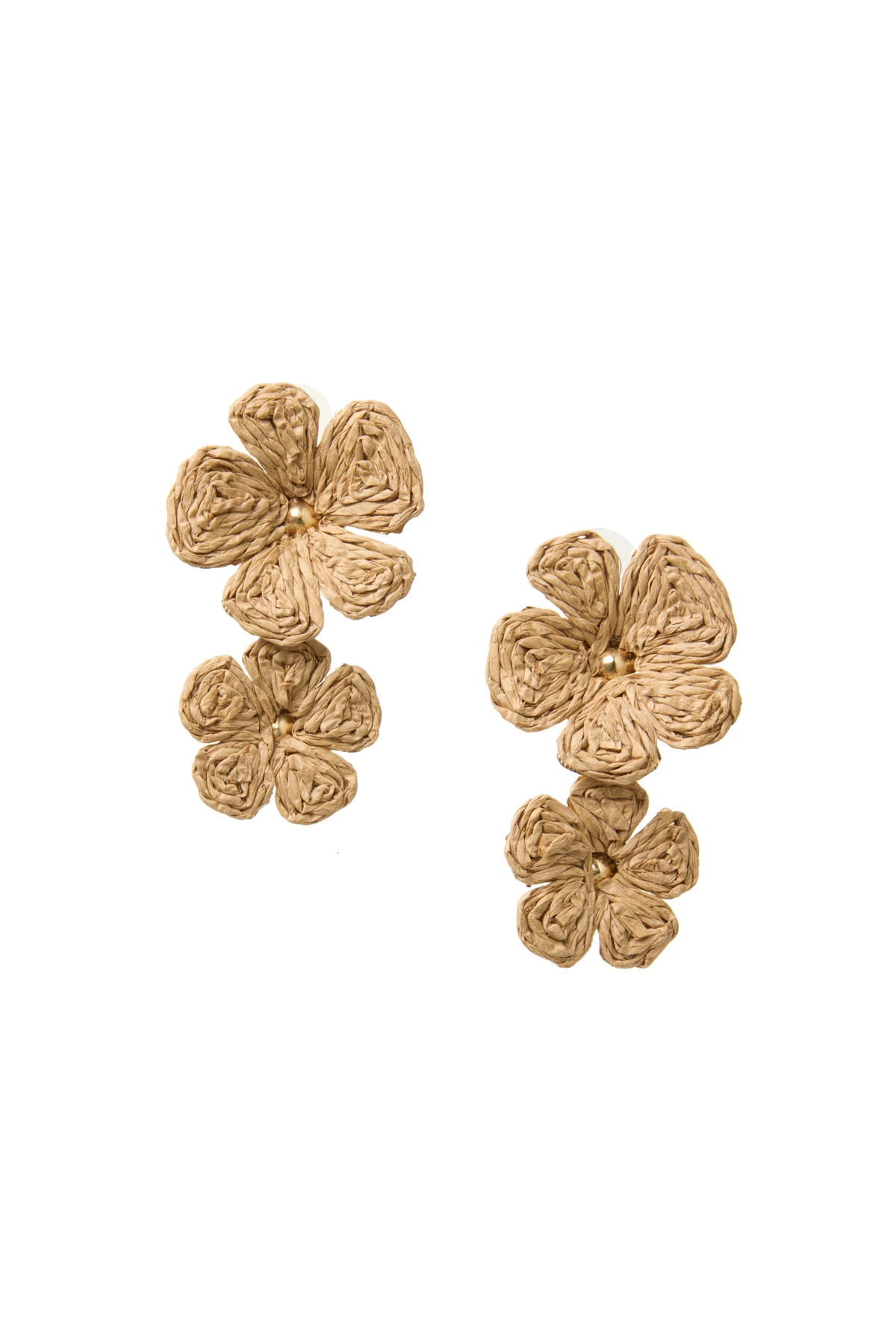 NATURAL Floral Raffia Earrings image number 1