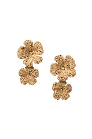 NATURAL Floral Raffia Earrings