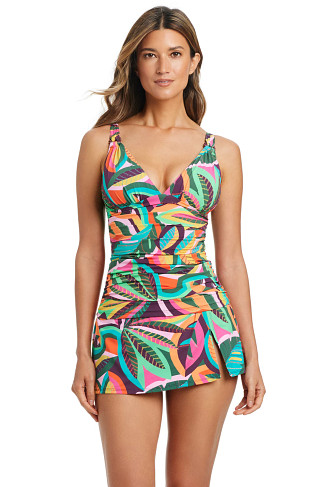 MULTI Tropical Print V-Neck Tankini Top