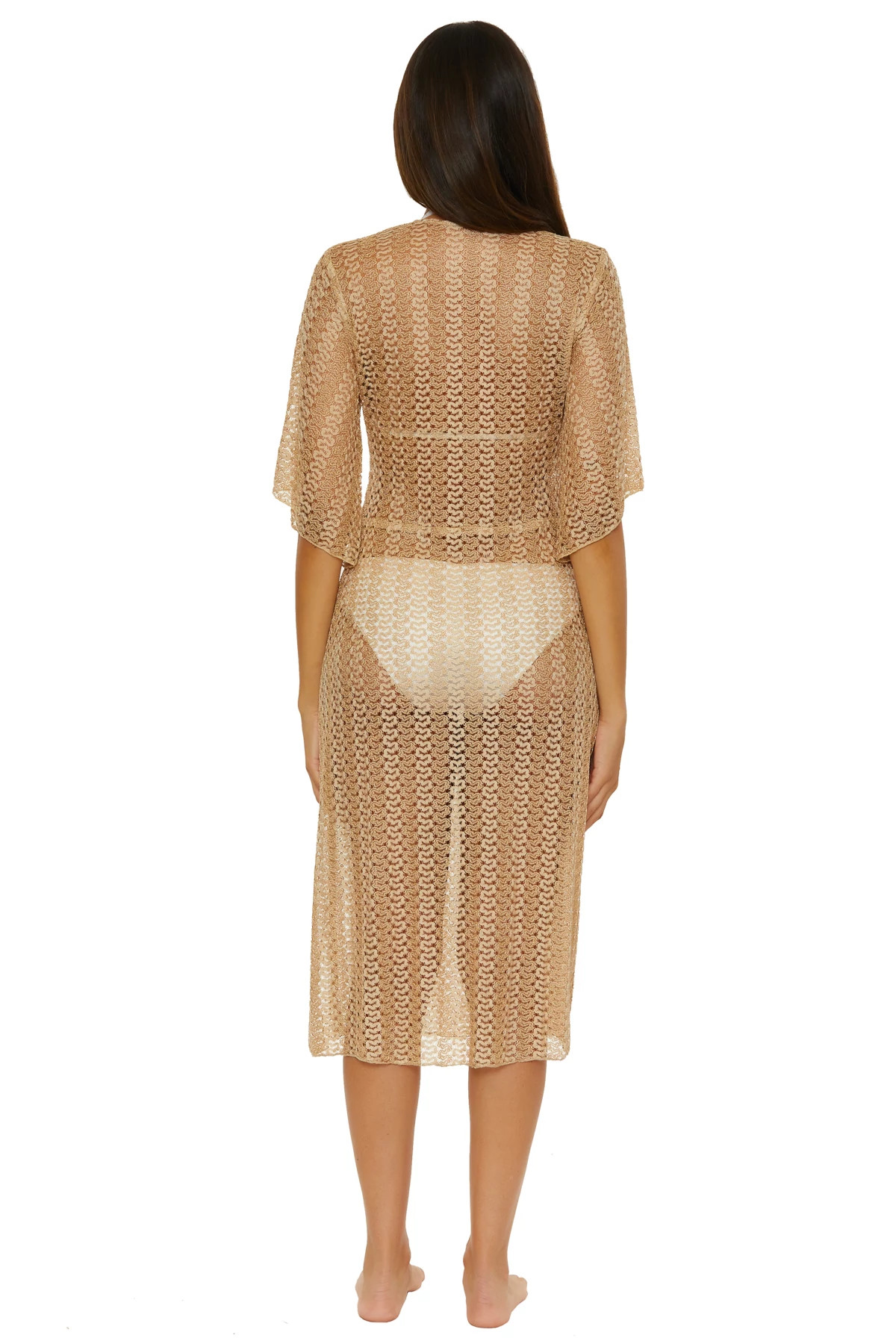 GOLD Long Sleeve Maxi Cover Dress image number 2