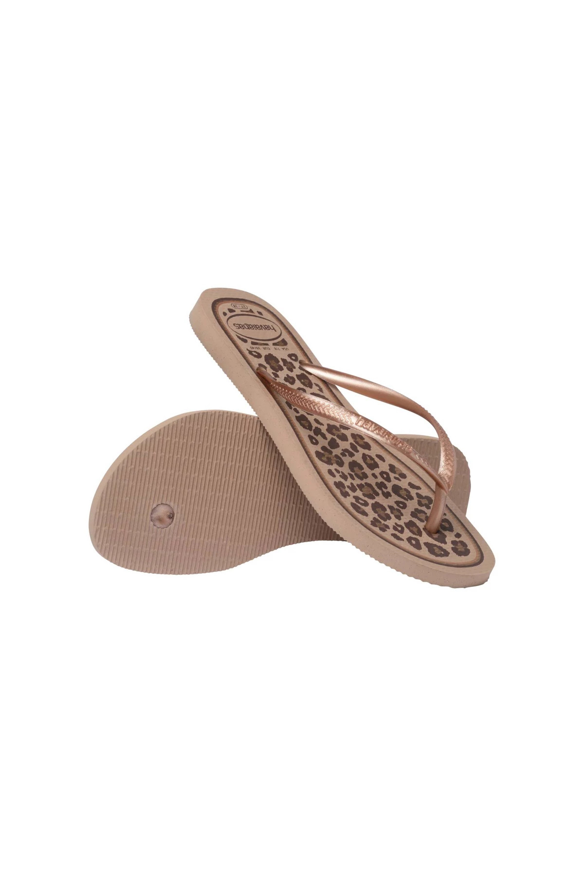 ROSE GOLD/ ROSE GOLD Animal Print Flip Flops image number 2