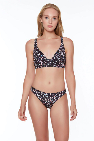 BLACK Leopard Banded Triangle Bikini Top