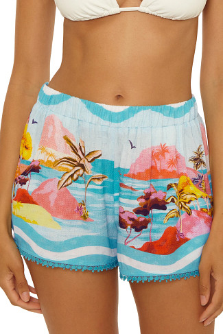 MULTI Cyclades Tropical Print Beach Shorts