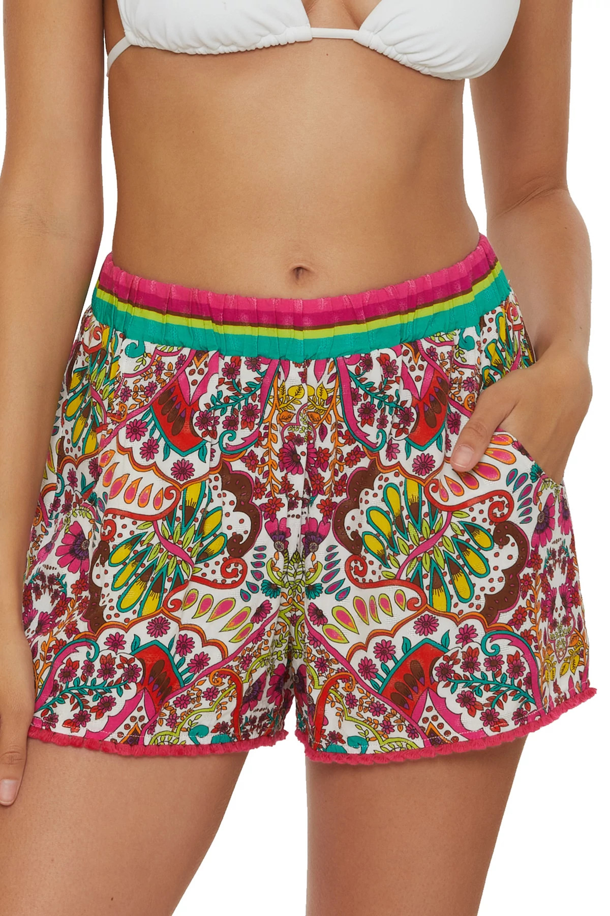 MULTI Hawaiian Garden Pocket Shorts image number 1