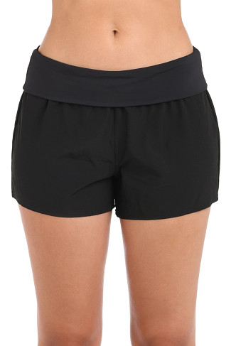 BLACK Foldover Board Shorts