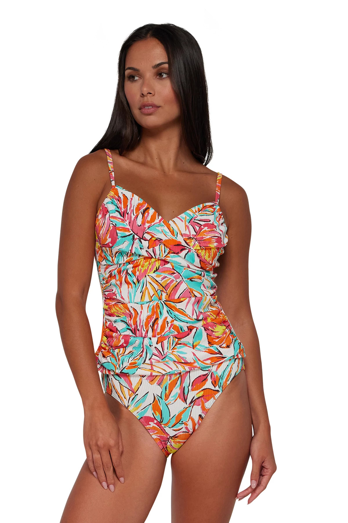 PALM SERENADE SANDBAR RIB Simone Convertible Strap Tankini Top image number 1