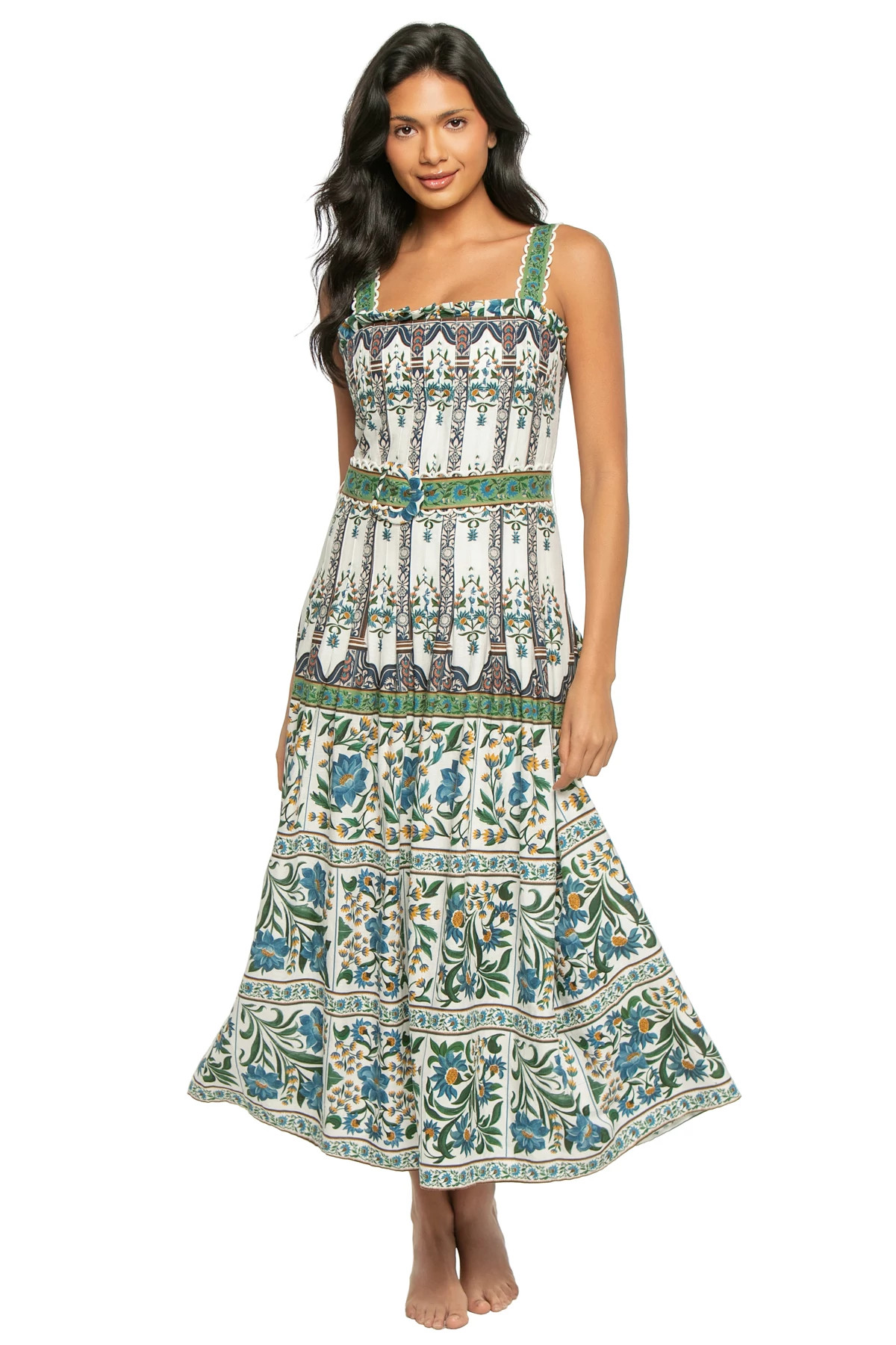 MANOELA OFF-WHITE Manoela Tropical Tile Print Maxi Dress image number 1