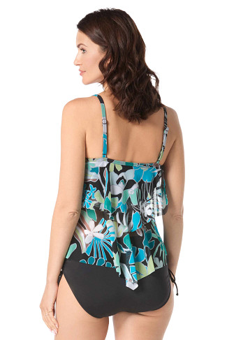 BLACK MULTI Portia Mesh Tankini Top