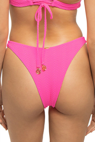 BLAZING PINK Textured Brazilian Bikini Bottom
