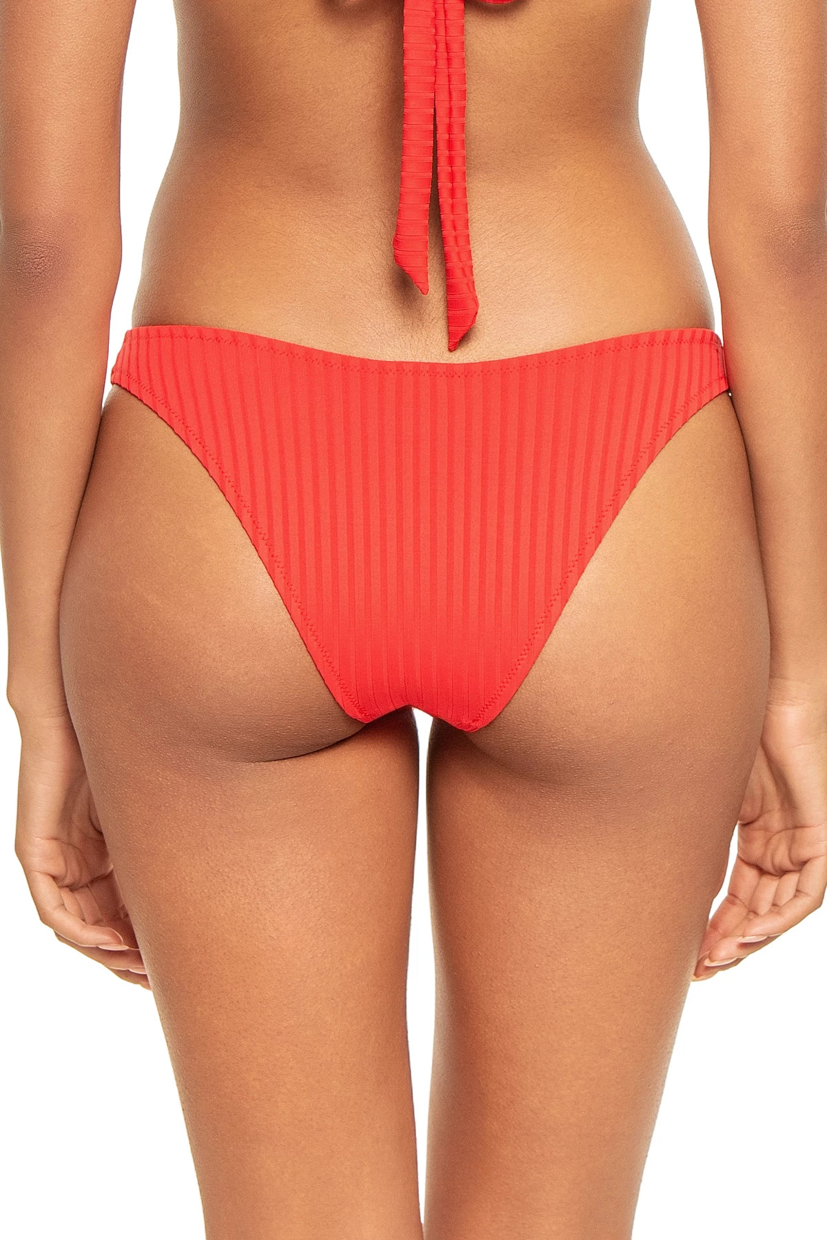 RED RIBBED Noto Ribbed Hipster Bikini Bottom image number 2