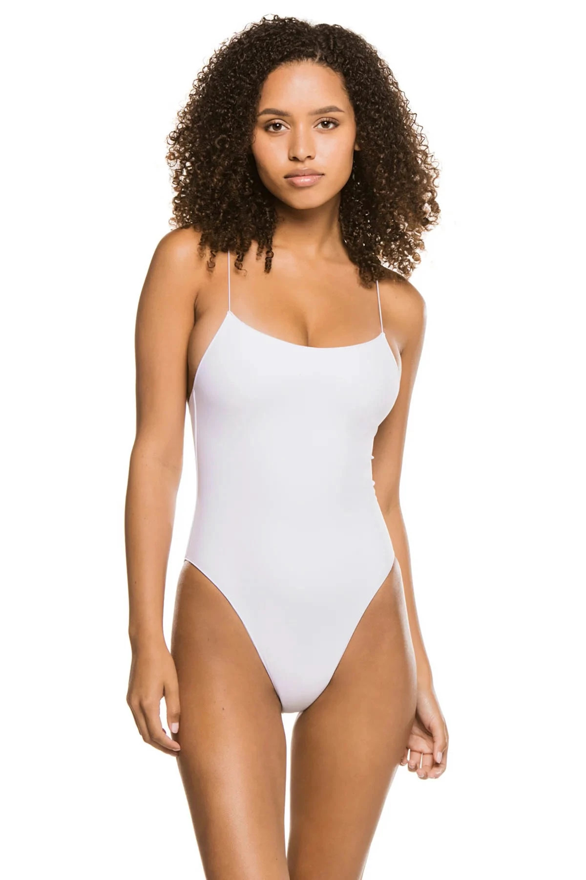 WHITE The C Over The Shoulder One Piece Swimsuit image number 1