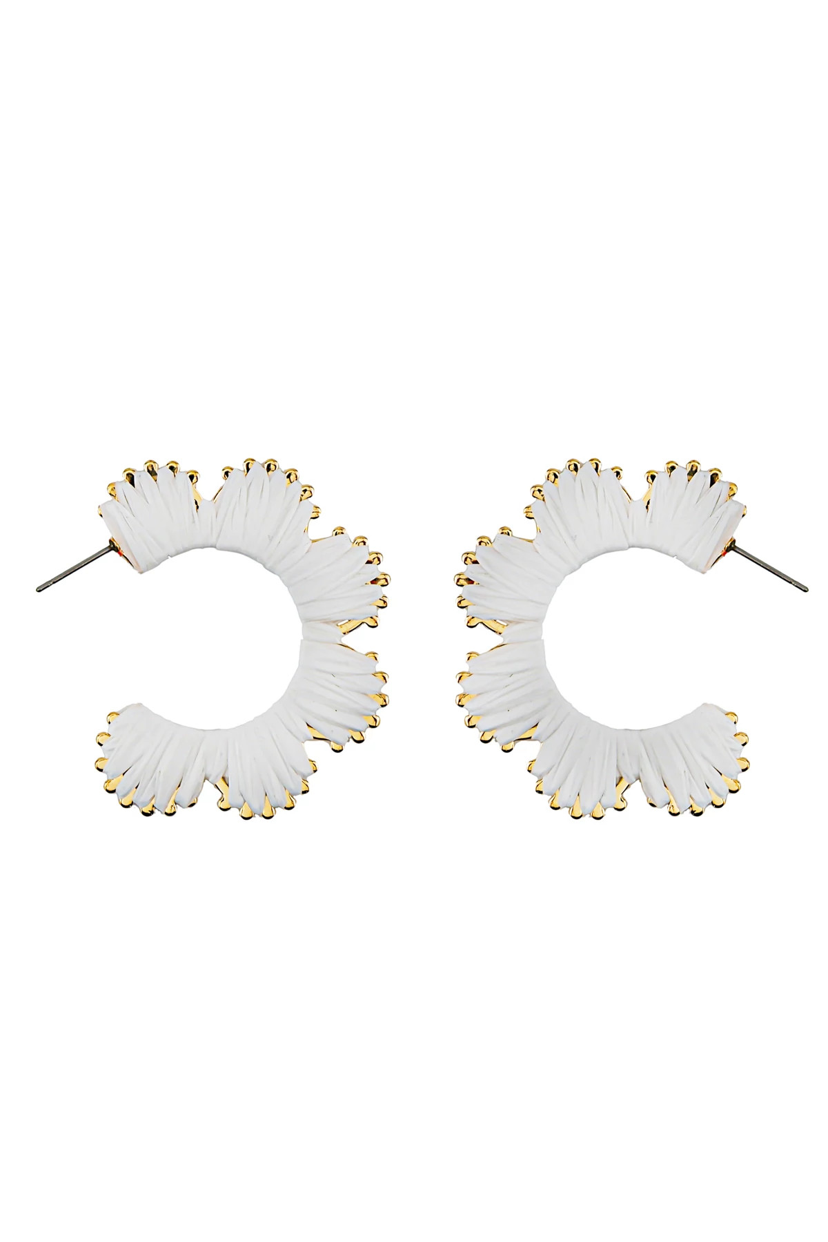 WHITE Raffia Hoop Earrings image number 1