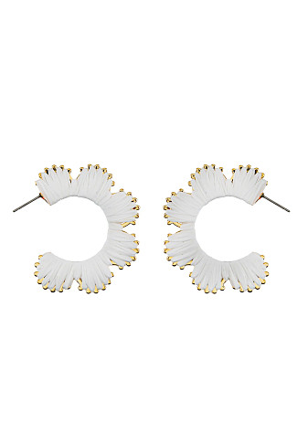 WHITE Raffia Hoop Earrings