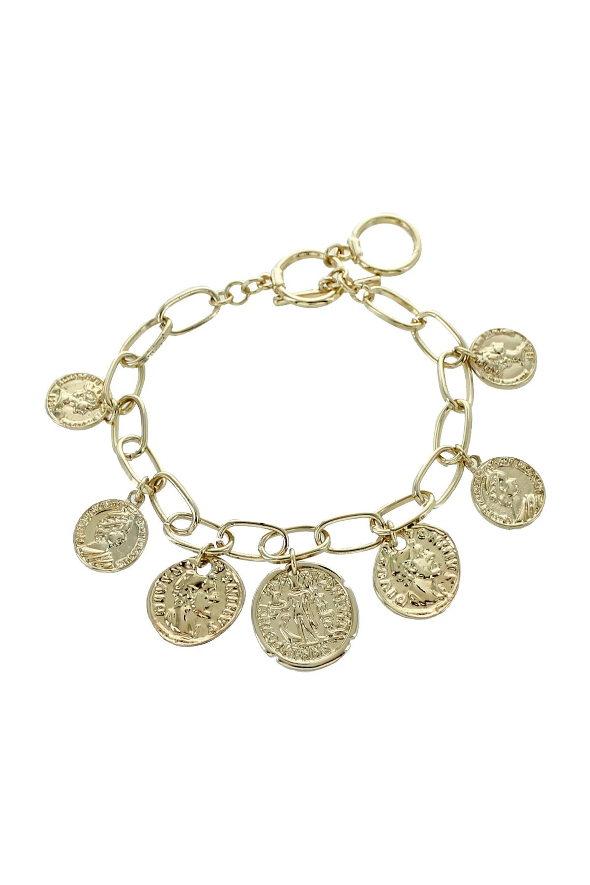 GOLD Coin Charm Bracelet image number 1
