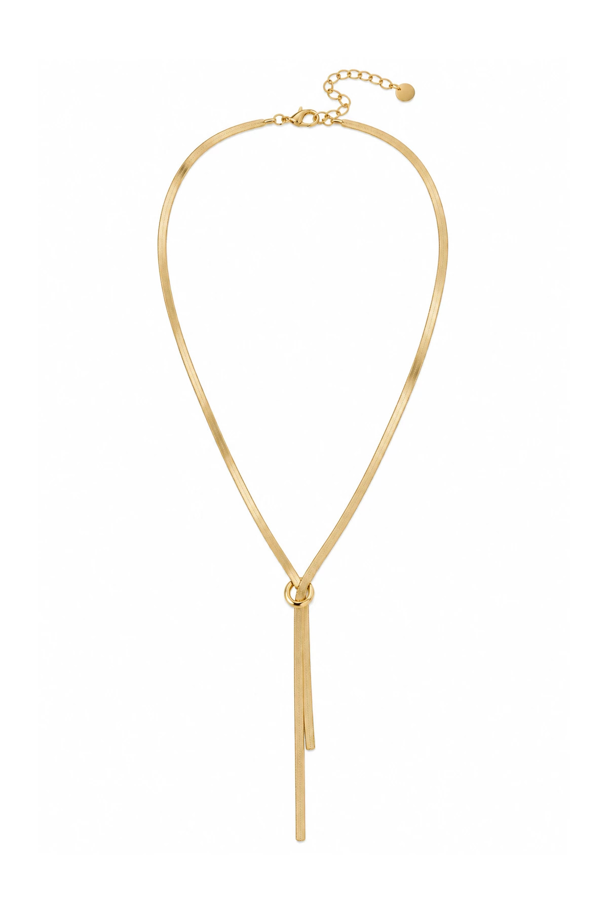 GOLD Herringbone Y-Drop Necklace image number 1