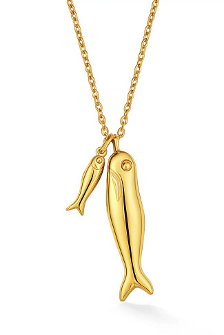 GOLD Clifton Double Fish Necklace