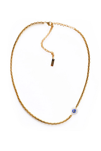 GOLD Pearl Evil Eye Necklace