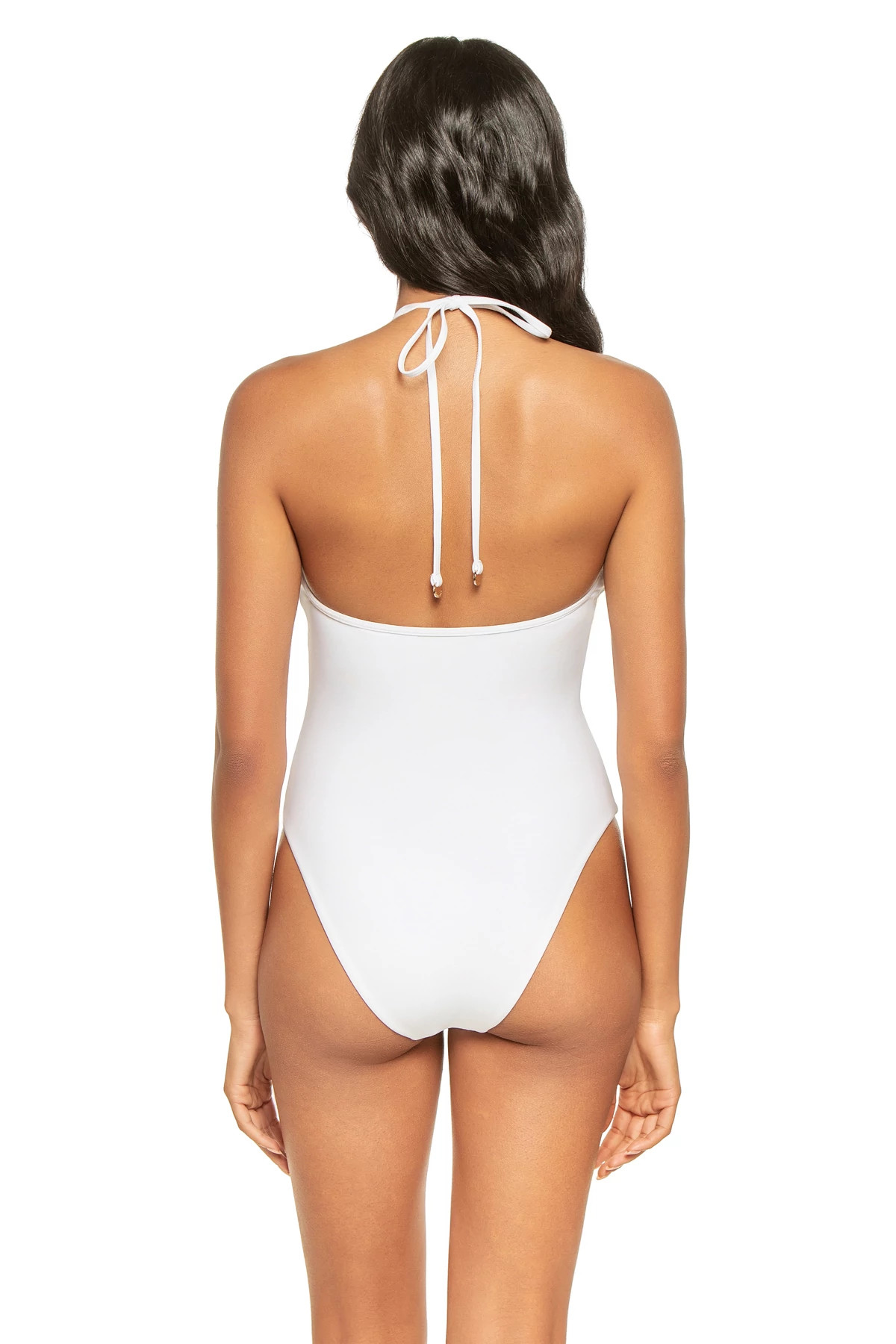 WHITE Lorena Plunge One Piece Swimsuit image number 2