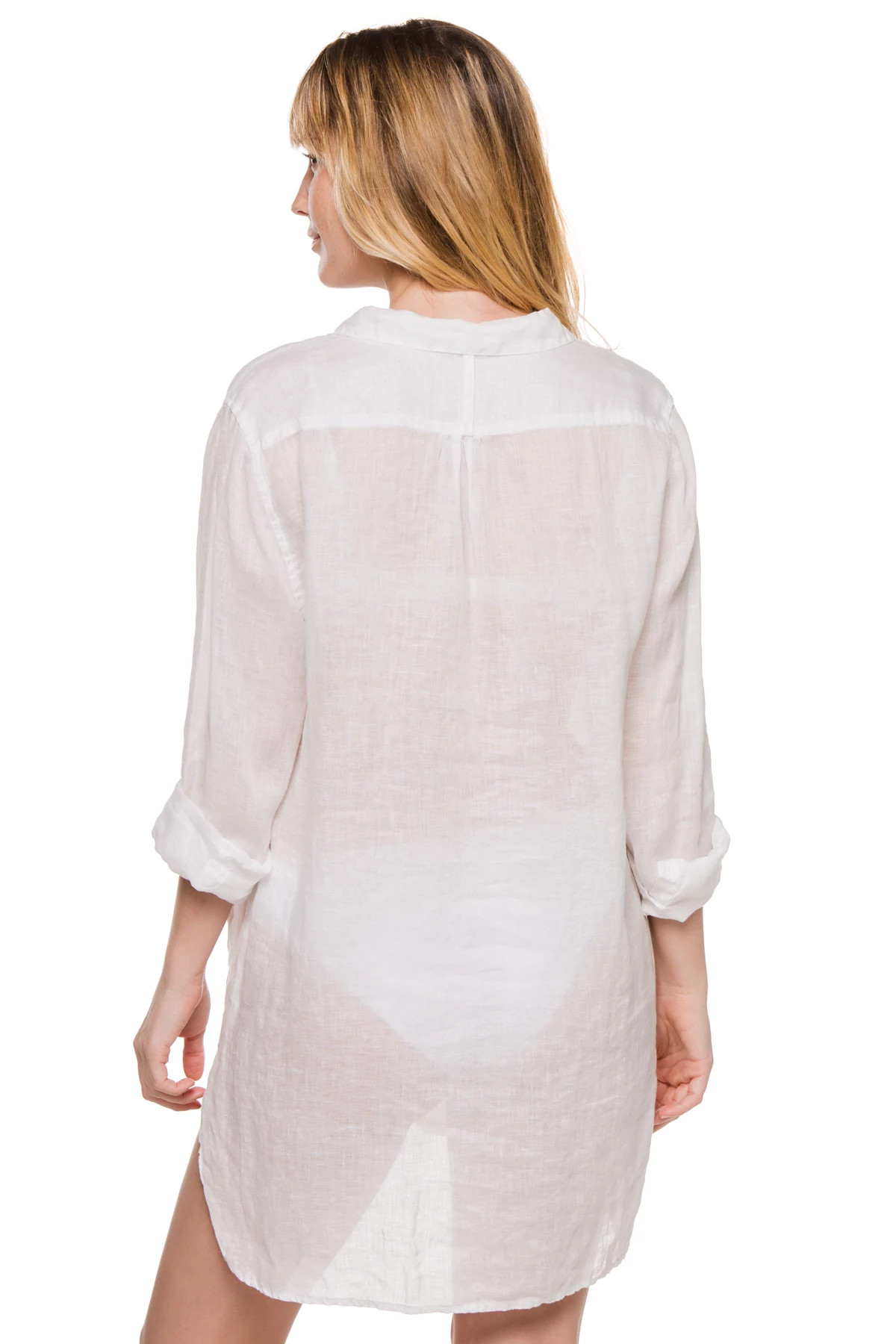 WHITE Cecelia Button Down Shirt Dress image number 2