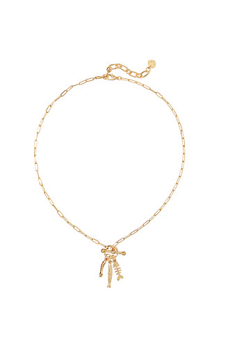 GOLD Fish Charm Link Chain Necklace