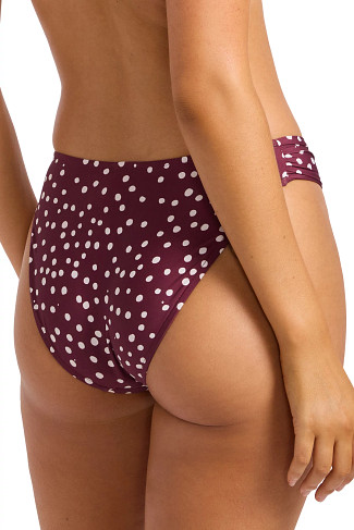 DARK BURGUNDY Dot Print Hipster Bikini Bottom