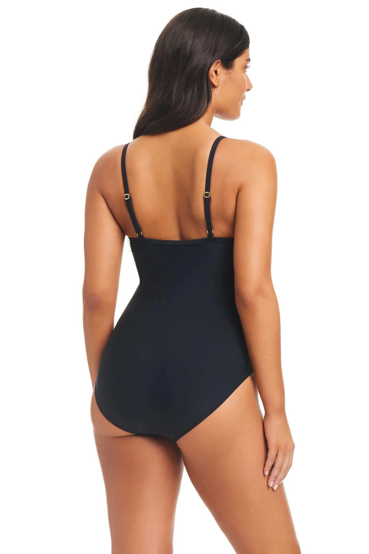 BLACK Maillot Mesh One Piece Swimsuit image number 2