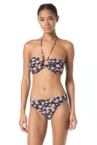 DARK DUSTY ROSE Alluring Floral Bandeau Bikini Top