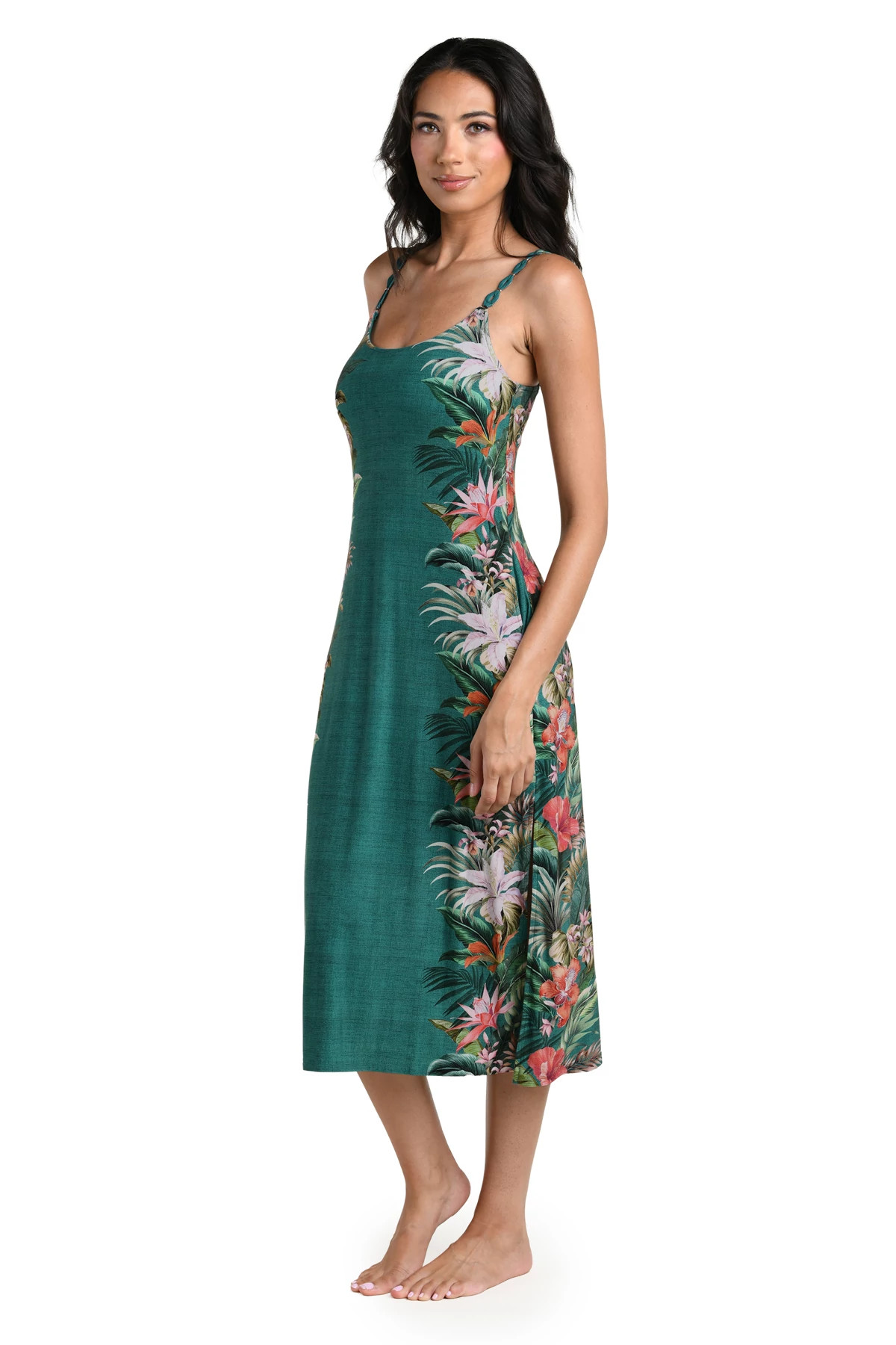 JUNGLE Palm Print Pocket Midi Dress image number 3