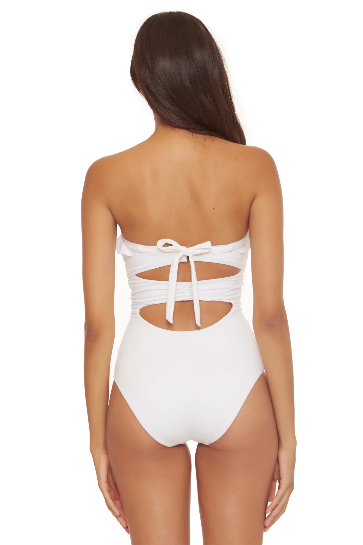 WHITE Ruffle One Piece Swimsuit image number 4