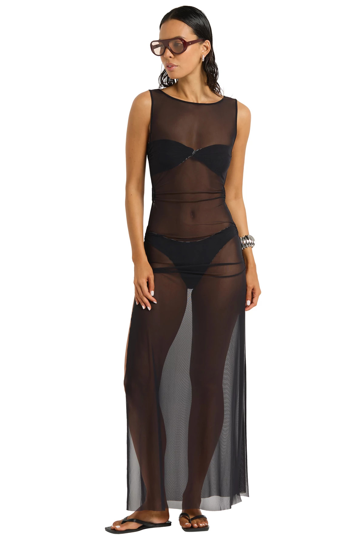 BLACK MESH Karma Mesh Maxi Cover Dress image number 1