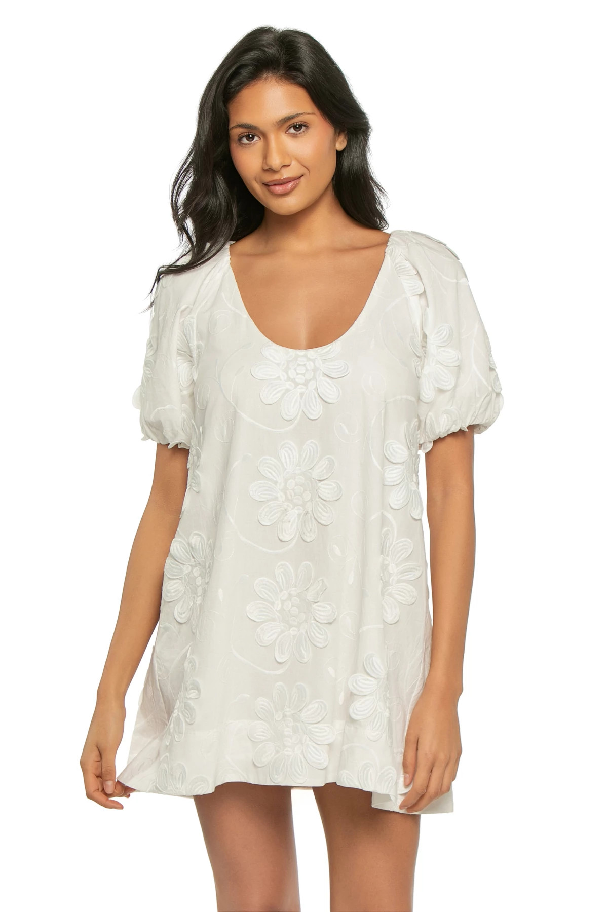 WHITE Alessia Floral Applique Mini Dress image number 1