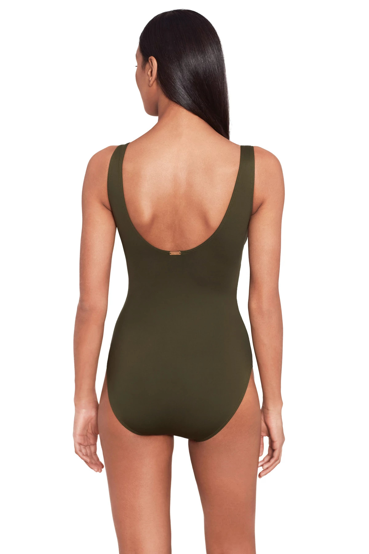 OLIVE Ruffle Over The Shoulder One Piece Swimsuit image number 2