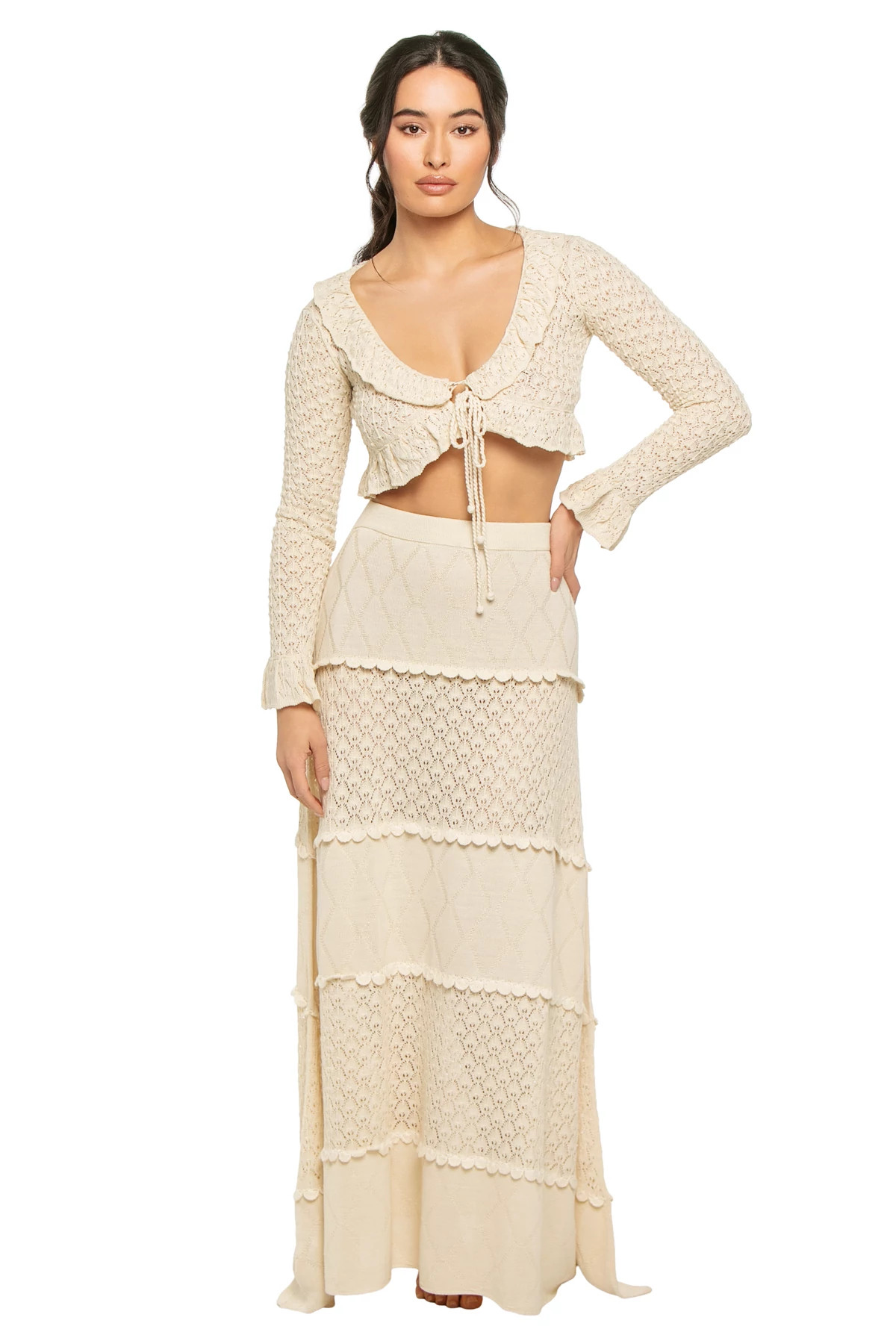 IVORY Addie Crochet Crop Top image number 1