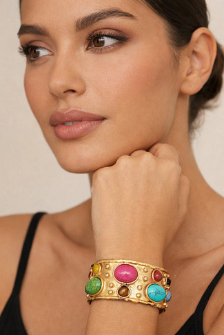 MULTI Byzantine Multi-Stone Cuff Bracelet