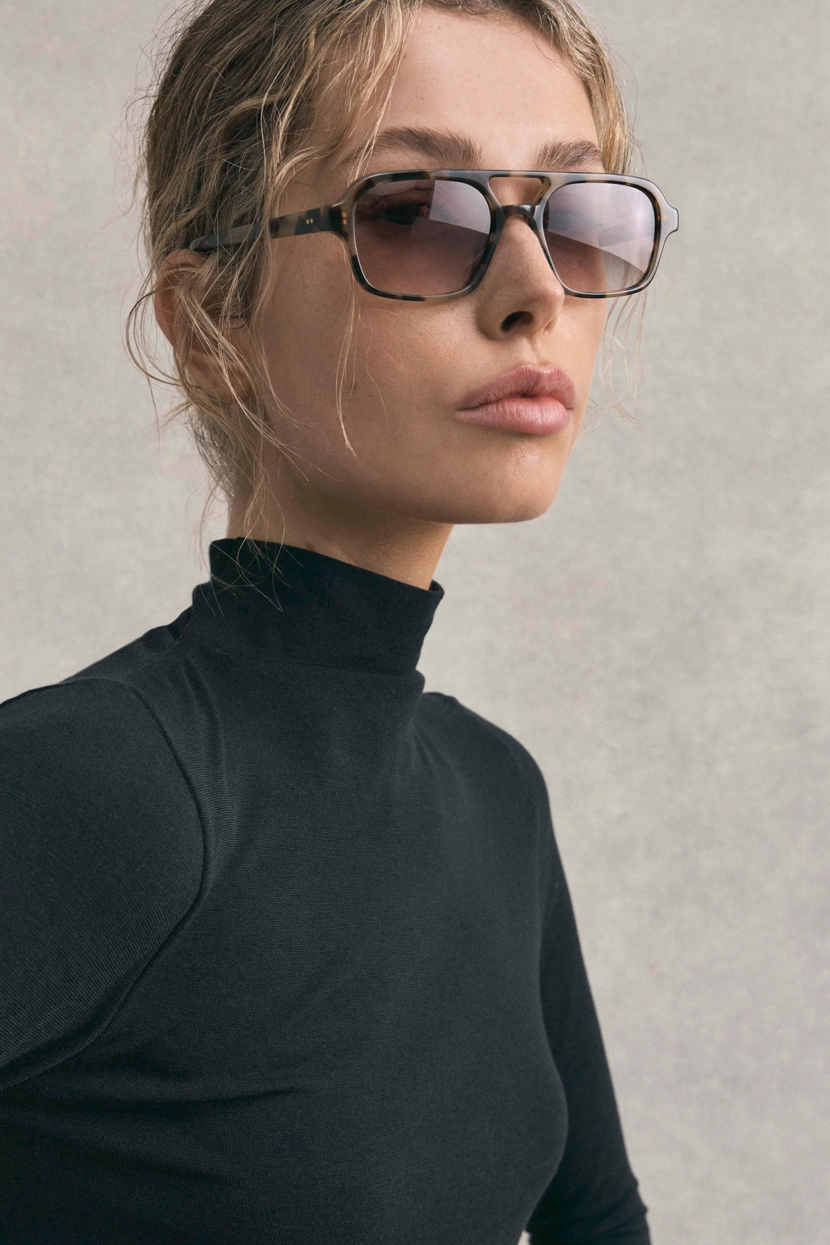 MOCHA TORT Dusty Aviator Sunglasses image number 3