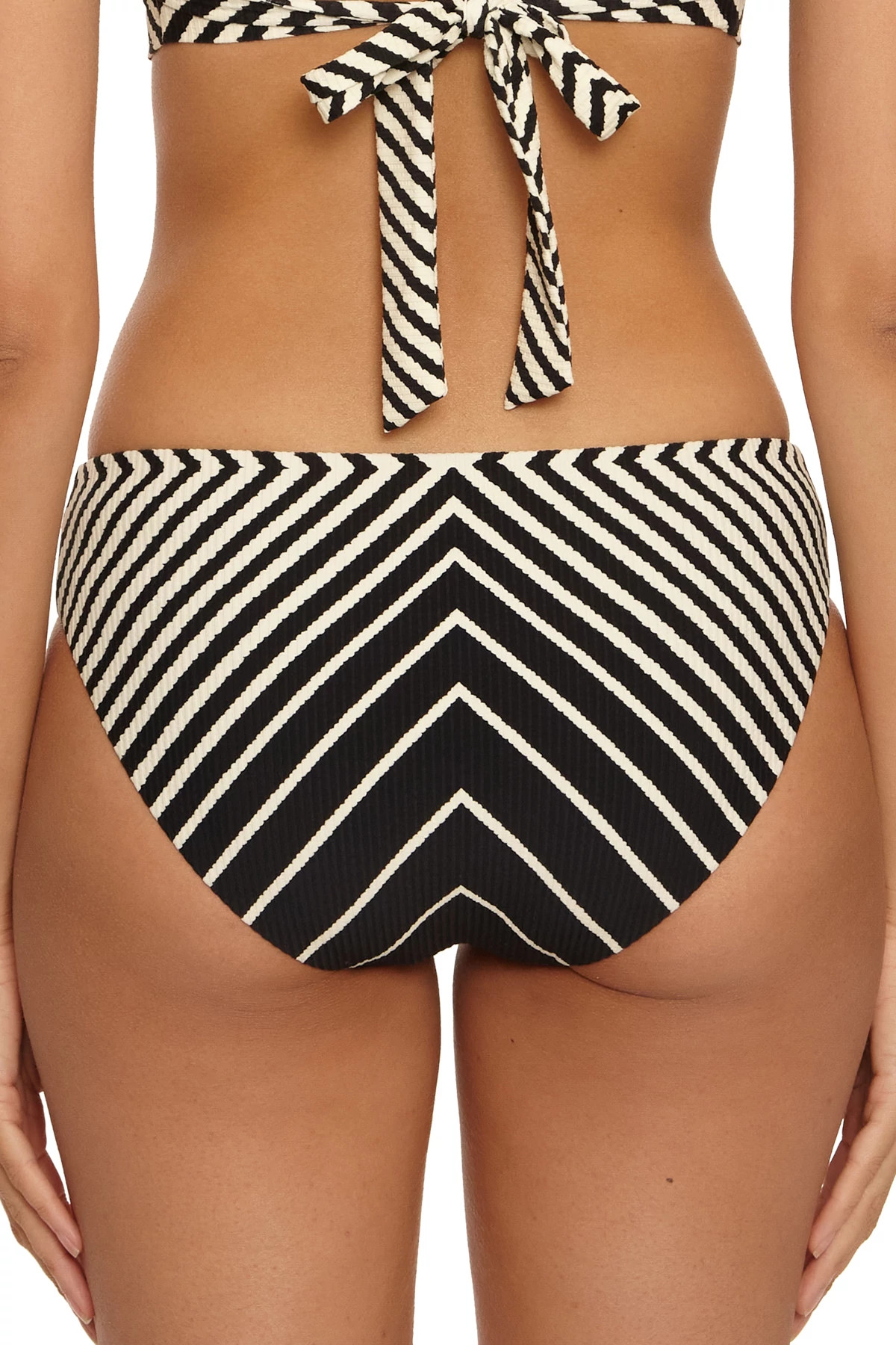 BLACK/VANILLA Net Stripe Hipster Bikini Bottom image number 2